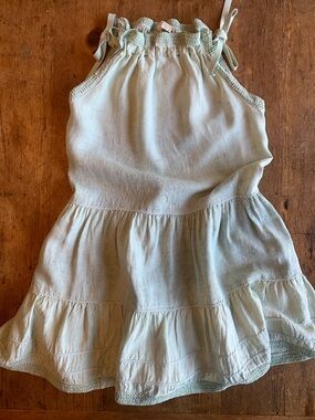 Ulla Johnson Corianne Mint Tiered Linen Midi Dress